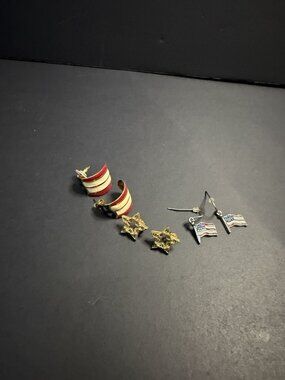 Red White & Blue American Flag Earring Bundle 3 Pairs 4th Of July